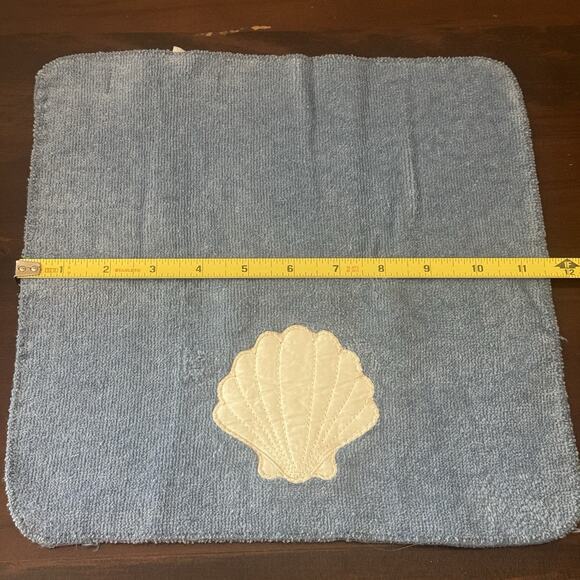 VTG Saturday Knight Bath Towel & Wash Rag Blue Sea Shell Embellished Cotton US - Picture 5 of 16